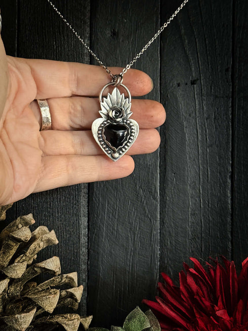 Colgante Corazón Llamas Onix